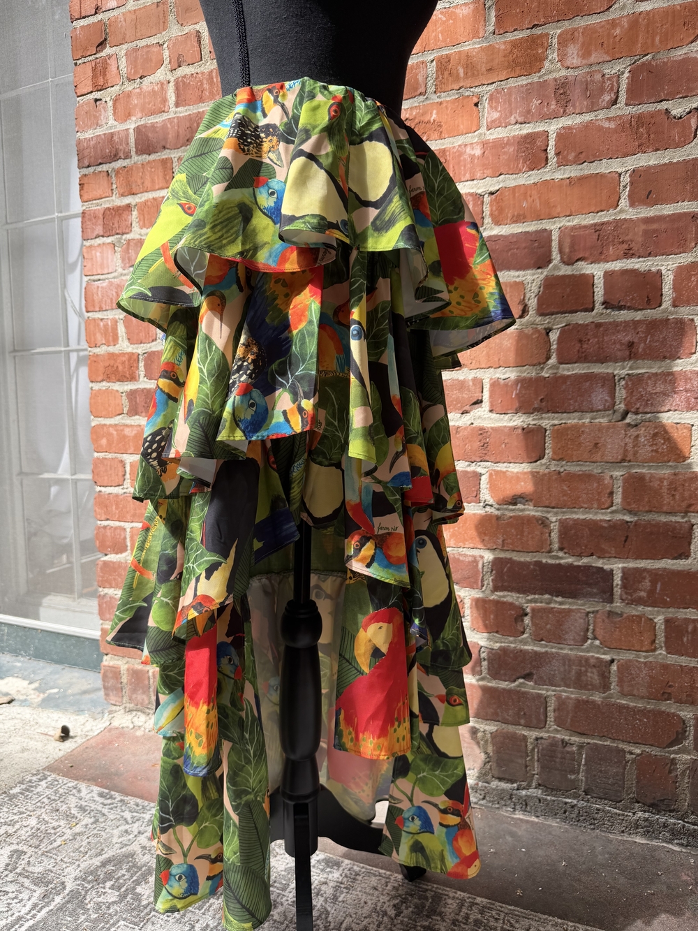 FARM Rio Green Multicolor Tiered Ruffle High-Low Skirt - Picture 7 of 14